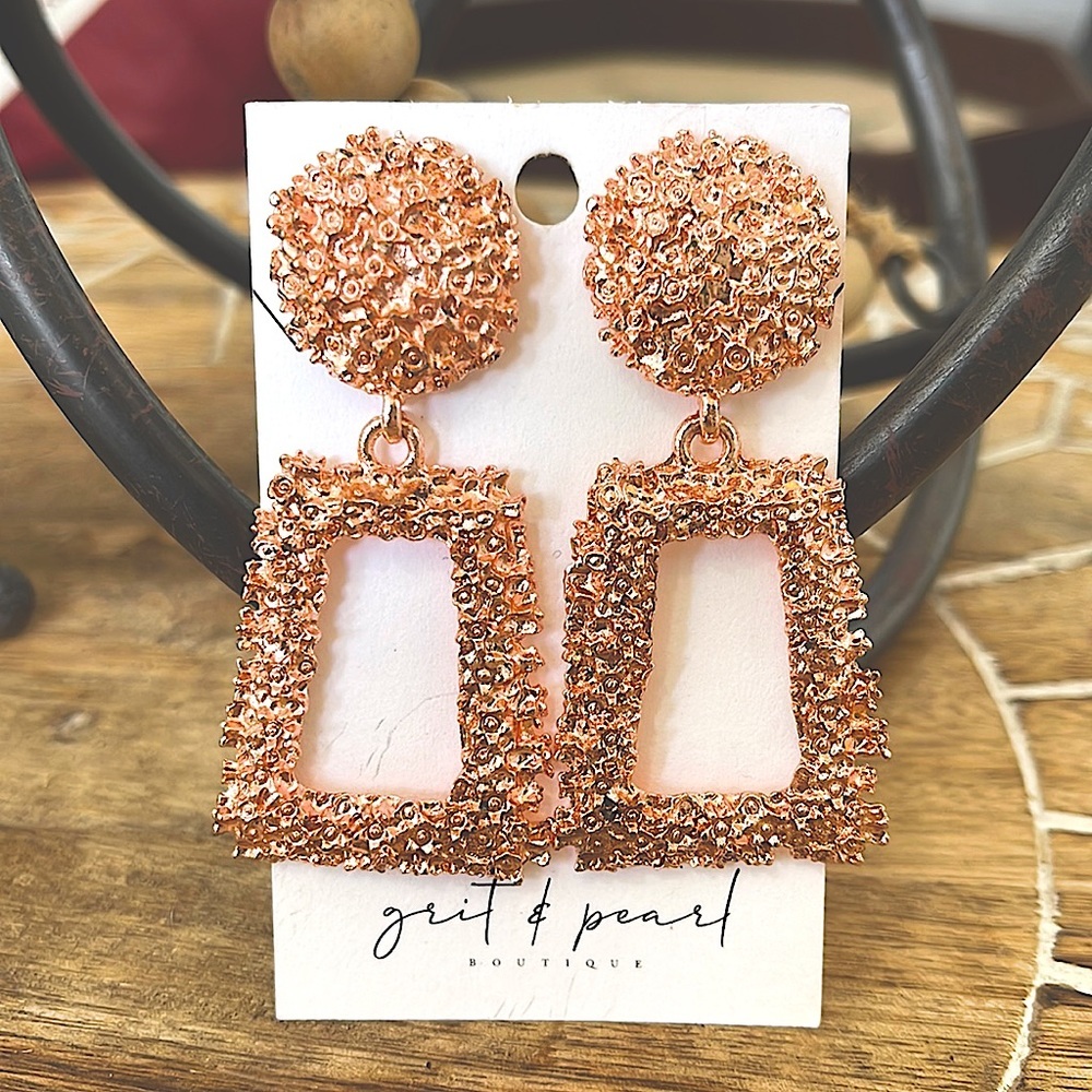 Rose gold geometric earrings